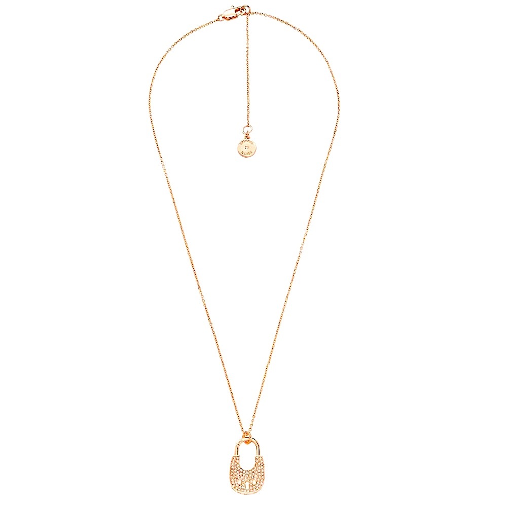 MICHAEL Michael Kors Rose Gold Crystal Padlock Lock Pendant Necklace MKJX8017791 - Picture 5 of 16